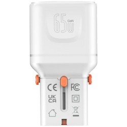 Ładowarka podróżna World Travel 65W USB-C + USB-A Biała | PartsPC.pl