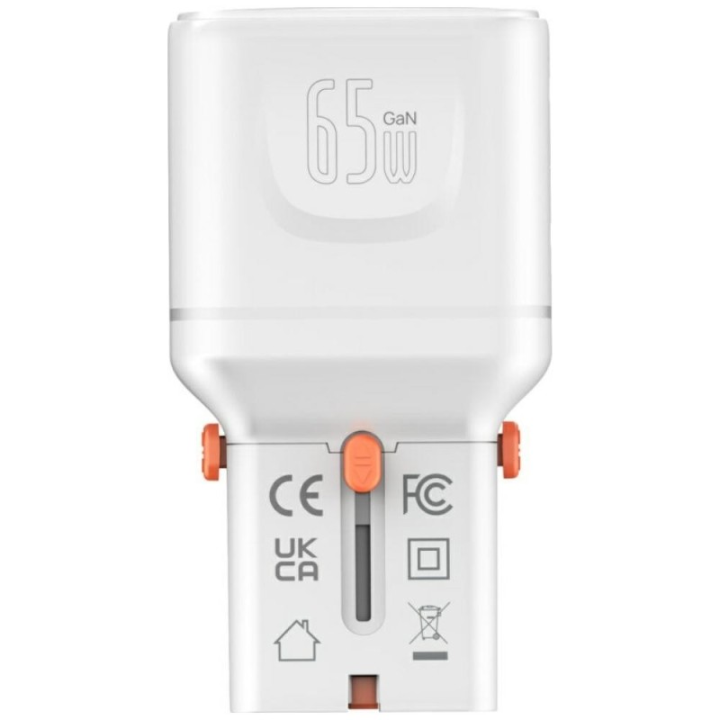 Ładowarka podróżna World Travel 65W USB-C + USB-A Biała | PartsPC.pl