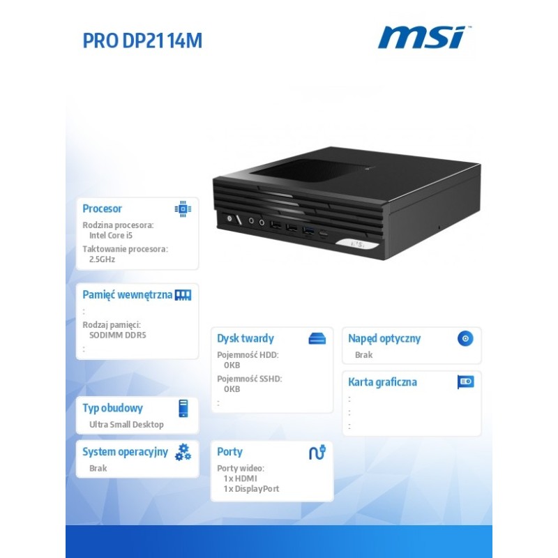 Komputer PRO DP21 14M-243BEU nOS i5-14400/WiFi/BT/Black | PartsPC.pl
