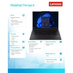 Ultrabook ThinkPad T14 G6 21QJ000TPB W11Pro  AI 5 PRO 340/2X… | PartsPC.pl
