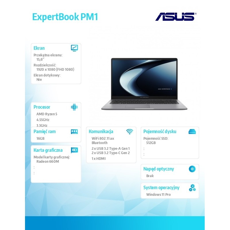 Notebook ExpertBook PM1 PM1503CDA-S70268X - Ryzen 5 150/16GB… | PartsPC.pl