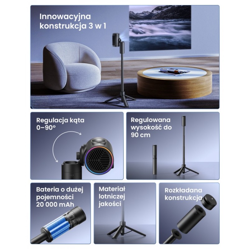Powerbank ze stojakiem Tripod P0X1 | PartsPC.pl