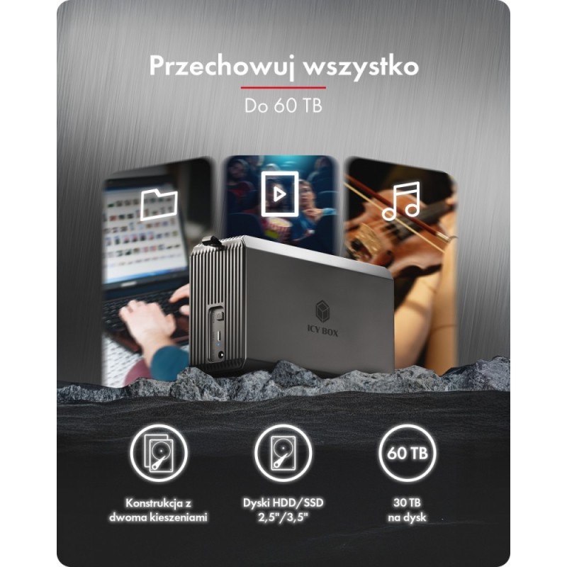 Obudowa IB-RD3720-CU3 RAID 2x2,5/3,5 SATA HDD | PartsPC.pl