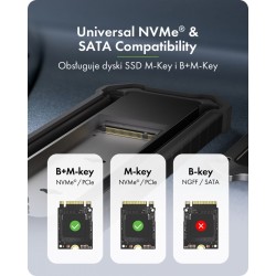Obudowa M.2 NVMe i SATA USB 3.2 Gen 2, 10 Gbit/s IB-1827MCP-… | PartsPC.pl