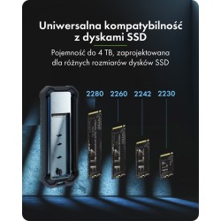 Obudowa M.2 NVMe i SATA USB 3.2 Gen 2, 10 Gbit/s IB-1827MCP-… | PartsPC.pl