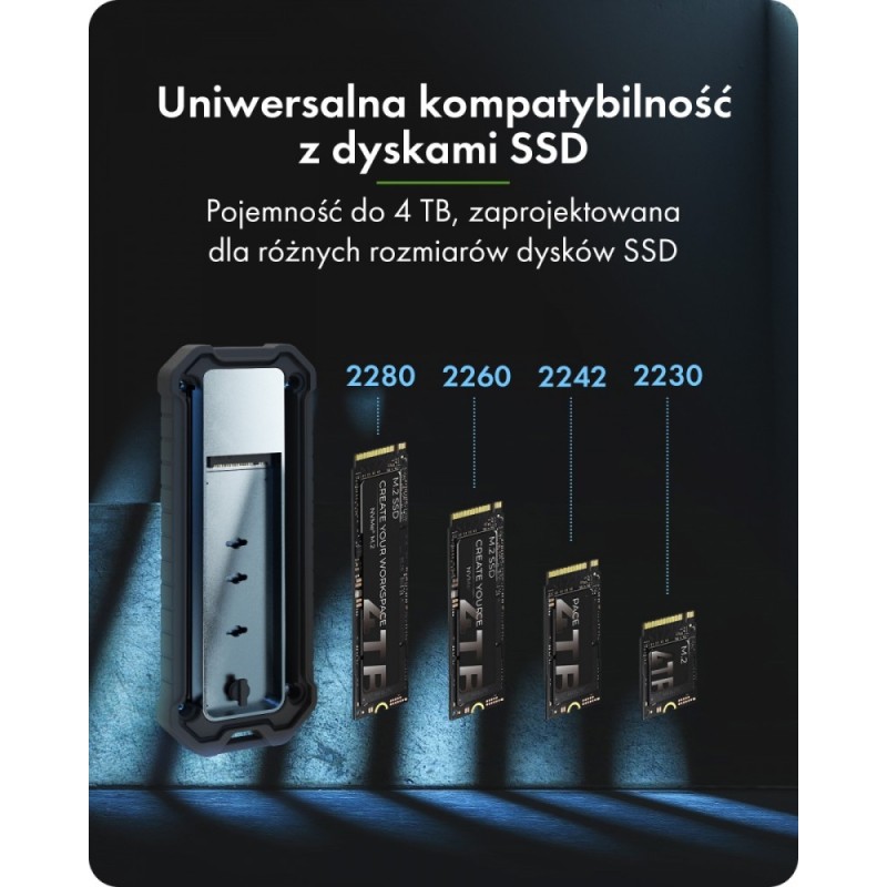 Obudowa M.2 NVMe i SATA USB 3.2 Gen 2, 10 Gbit/s IB-1827MCP-… | PartsPC.pl
