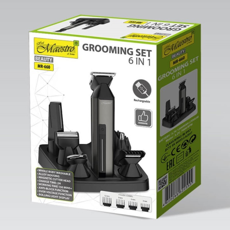 Zestaw do strzyżenia włosów 6w1 USB MR-660 | PartsPC.pl