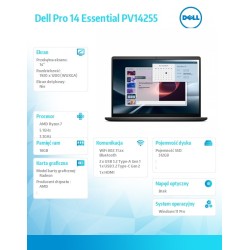 Laptop Dell Pro 14 Essential PV14255 W11P Ryzen 7 250|16GB|5… | PartsPC.pl