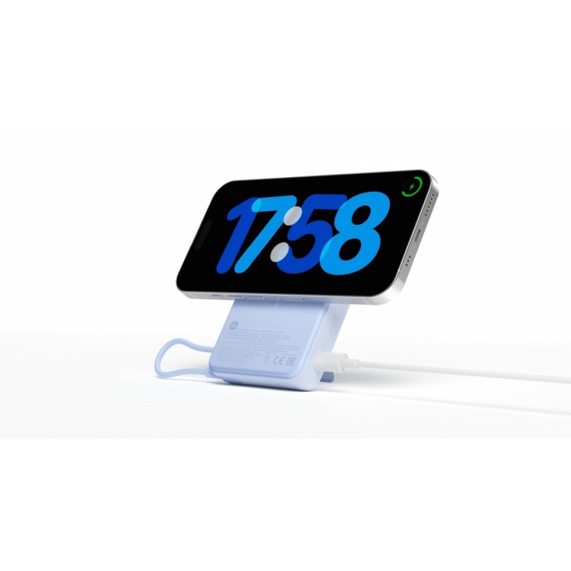 PowerBank Magnetic 10000 z podstawką niebieski | PartsPC.pl