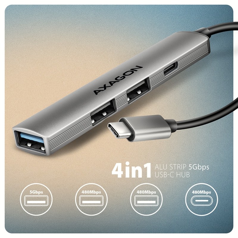 HUE-STC HUB 4-portowy  1x USB-A 5Gbps, 2x USB2.0 + 1x USB-C … | PartsPC.pl