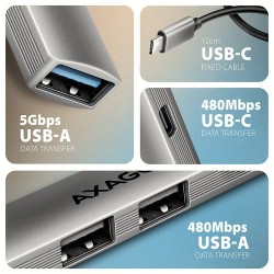 HUE-STC HUB 4-portowy  1x USB-A 5Gbps, 2x USB2.0 + 1x USB-C … | PartsPC.pl