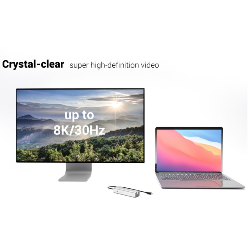 HUB USB-C Charging Metal 5 port with USB-C video 8K + Power … | PartsPC.pl