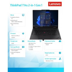 Ultrabook ThinkPad T14s 2in1 G1 21R30040PB W11Pro ULT5 225U/… | PartsPC.pl