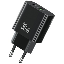 Ładowarka sieciowa 30W 1xUSB-C 1xUSB-A Fast czarging Czarna | PartsPC.pl