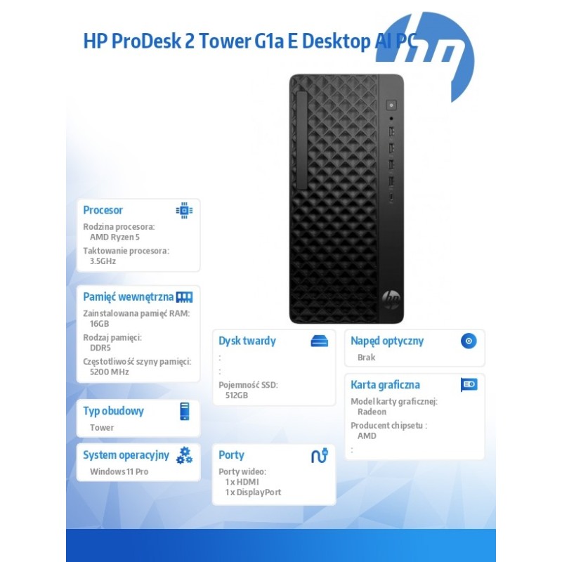 Komputer ProDesk 2 Tower G1a R5-8500G 512GB/16GB/W11P      B… | PartsPC.pl