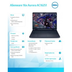 Laptop Alienware 16x Aurora AC16251 Win11Pro U7 255HX/32GB/1… | PartsPC.pl
