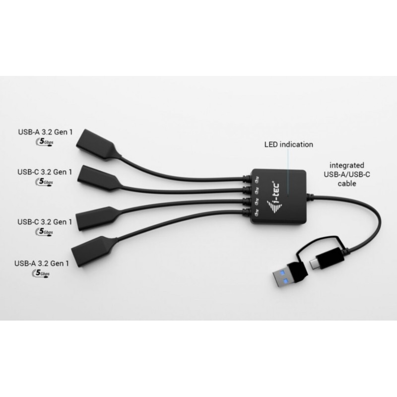 HUB USB-C/USB-A Cable 4 port (2x USB-C 2x USB-A) | PartsPC.pl