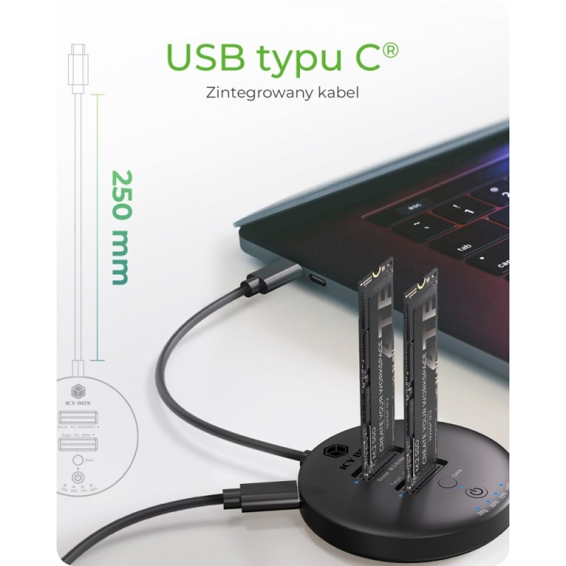 Stacja klonująca+dockująca dla 2xNVMe M.2SSD IB-1612MCL-C31 | PartsPC.pl