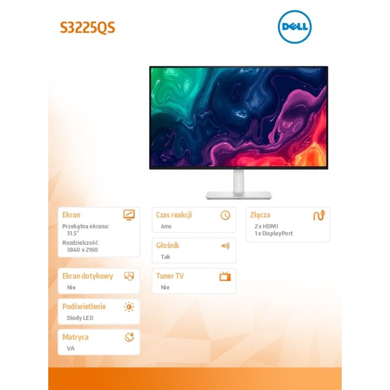 Monitor S3225QS 31.5 cala VA 4K/HDMI/DP/Głośniki/3Y | PartsPC.pl