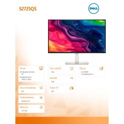 Monitor S2725QS 27 cali LED 4K IPS/3840x2160/HDMI/DP/3Y | PartsPC.pl