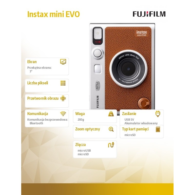 Aparat Instax mini EVO brązowy | PartsPC.pl