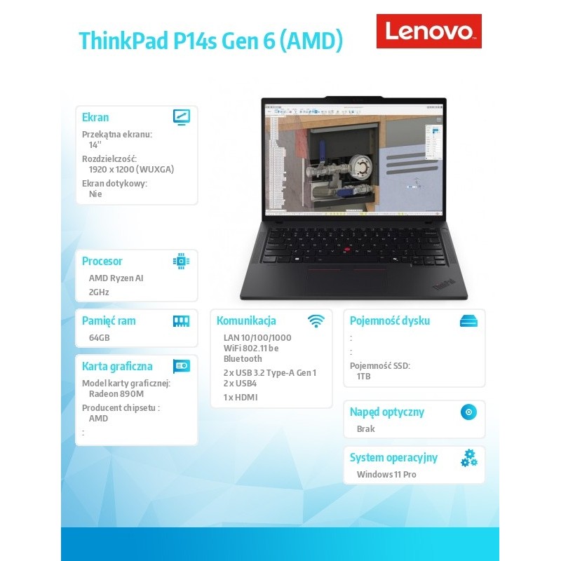 Mobilna stacja robocza ThinkPad P14s G6 AI 9 HX PRO 370/64GB… | PartsPC.pl