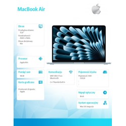 MacBook Air 13.6 cala: M4 10/10, 16GB, 512GB SSD, 70W - Błęk… | PartsPC.pl