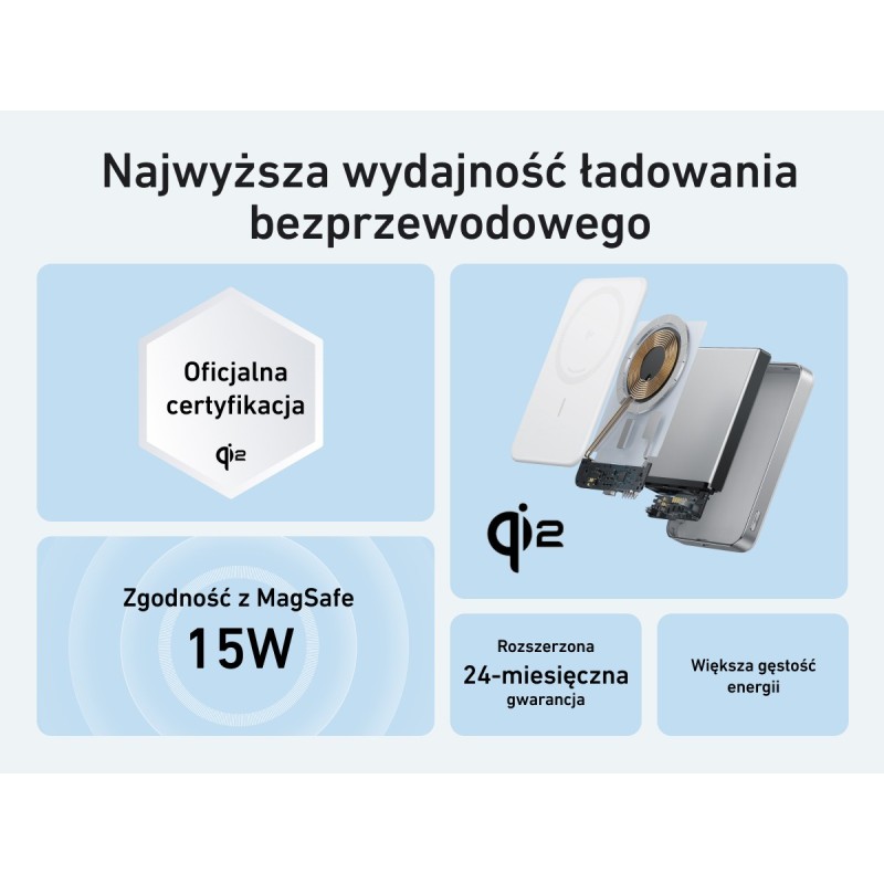 Powerbank indukcyjny MagGo 10000mAh biały | PartsPC.pl