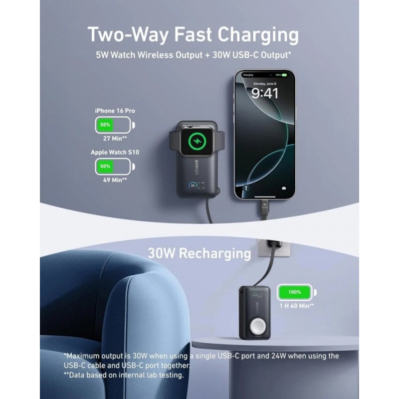 Powerbank Apple Watch MagGo 10000mAh czarny | PartsPC.pl