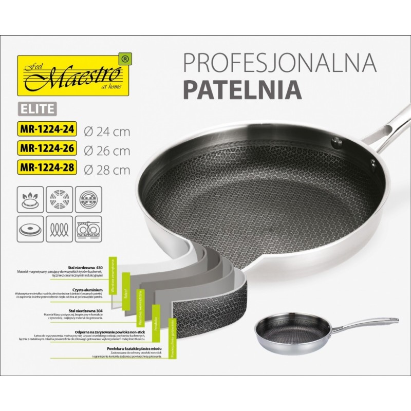 Profesjonalna patelnia 26 cm MR-1224-26 | PartsPC.pl