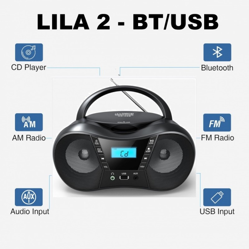 Radioodtwarzacz CD LILA2 USB/BT różowy | PartsPC.pl
