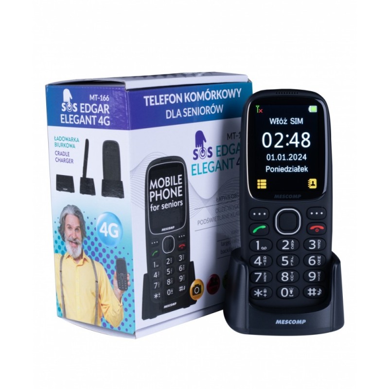 Telefon komórkowy dla seniorów Mescomp MT-166 Edgar Elegant … | PartsPC.pl