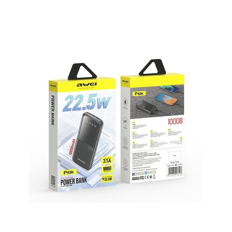 Powerbank 10000mAh P10K 22,5W 2xUSB + USB-C | PartsPC.pl