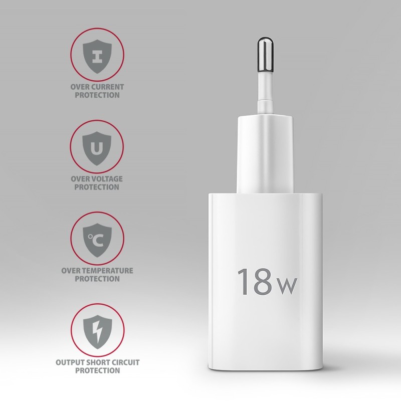 ACU-QC18W Ładowarka sieciowa QC 18W, 1x port USB-A, QC3.0/AF… | PartsPC.pl