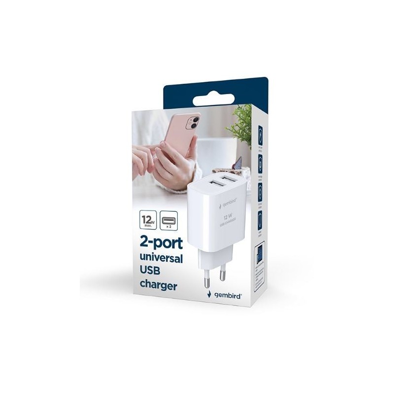 Ładowarka USB-Ax2 2.4A biała | PartsPC.pl