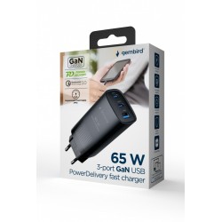 Ładowarka PowerDelivery 1xA 2xC GaN 65W Czarna | PartsPC.pl