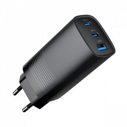 Ładowarka PowerDelivery 1xA 2xC GaN 65W Czarna | PartsPC.pl