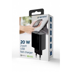 Ładowarka PowerDelivery USB-A USB-C 20W Czarna | PartsPC.pl