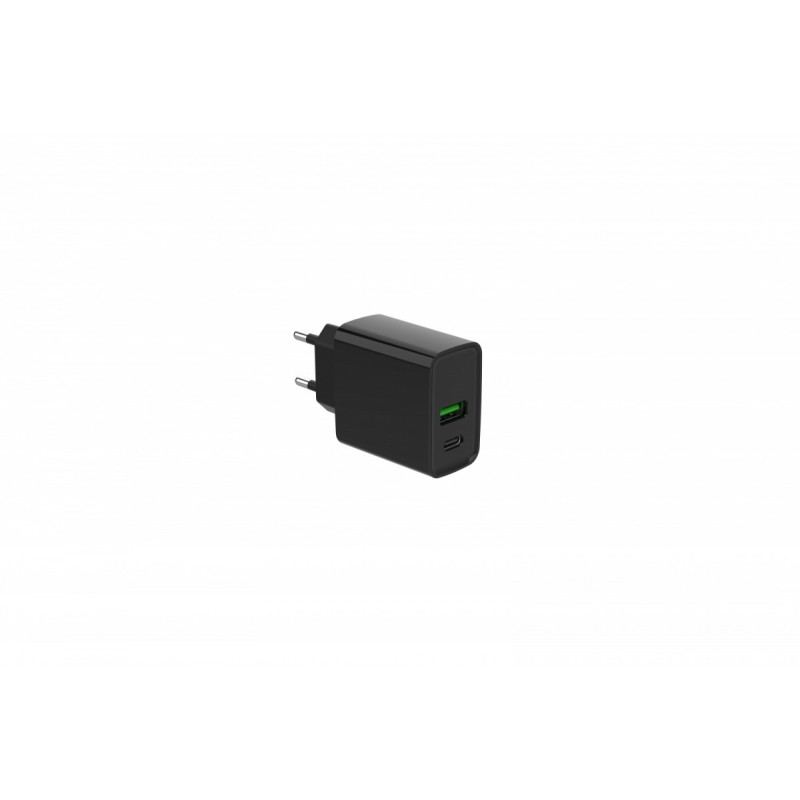 Ładowarka PowerDelivery USB-A USB-C 20W Czarna | PartsPC.pl