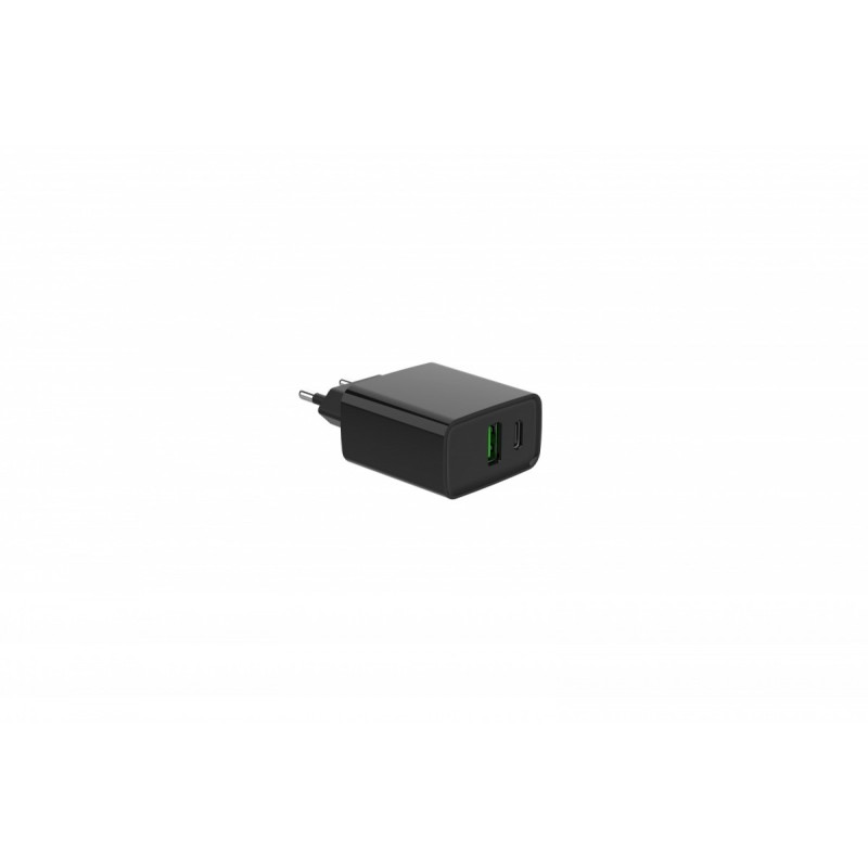 Ładowarka PowerDelivery USB-A USB-C 20W Czarna | PartsPC.pl