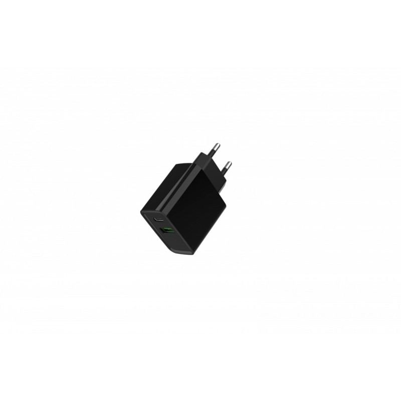 Ładowarka PowerDelivery USB-A USB-C 20W Czarna | PartsPC.pl