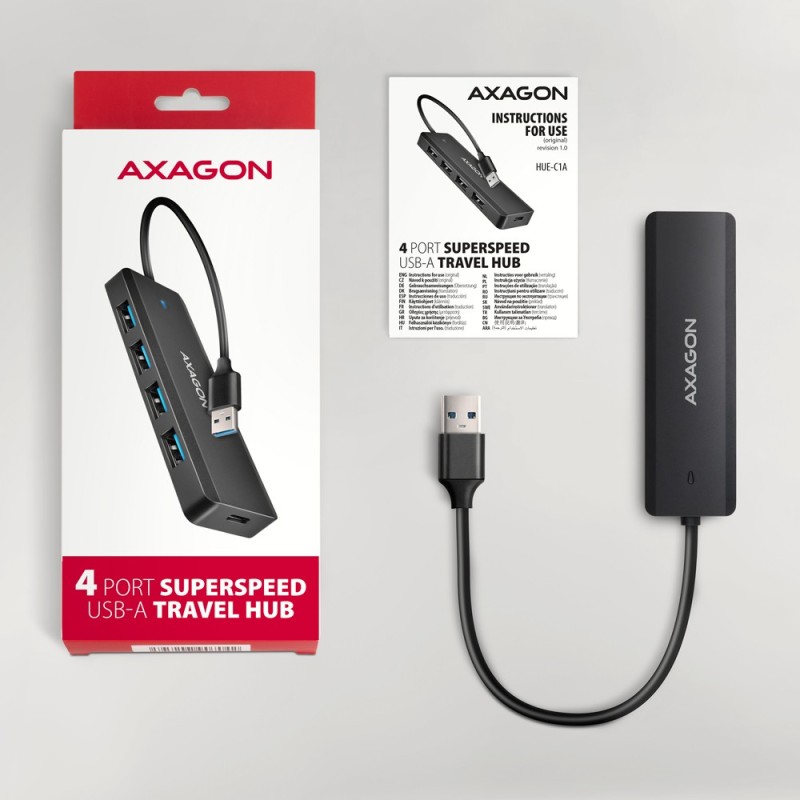 HUE-C1A 4-portowy hub USB 5Gbps Travel, USB-C power IN, kabe… | PartsPC.pl