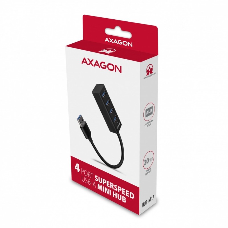 HUE-M1A Hub 4-portowy Mini metalowy USB 3.2 Gen 1, 20cm USB-… | PartsPC.pl
