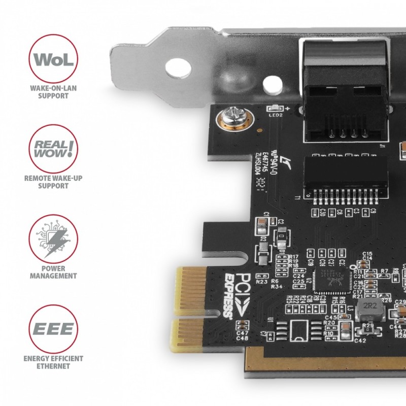 PCEE-GRF Karta sieciowa PCIe 1x Gigabit Ethernet port RJ-45 … | PartsPC.pl