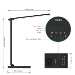 LT-T10 Black lampa biurkowa LED dotykowa | 12W | 3000-6500K … | PartsPC.pl