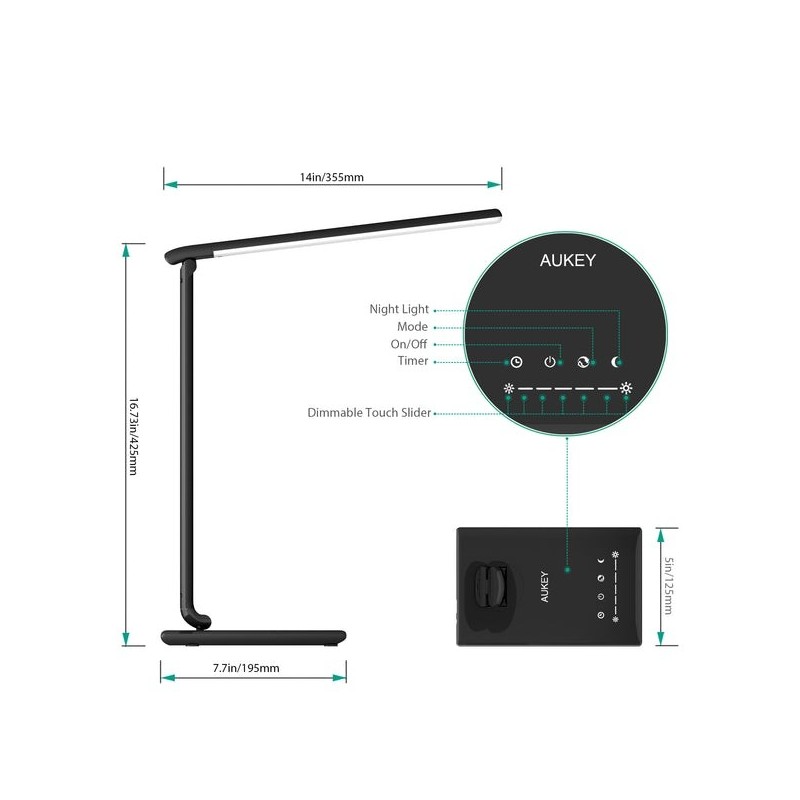 LT-T10 Black lampa biurkowa LED dotykowa | 12W | 3000-6500K … | PartsPC.pl
