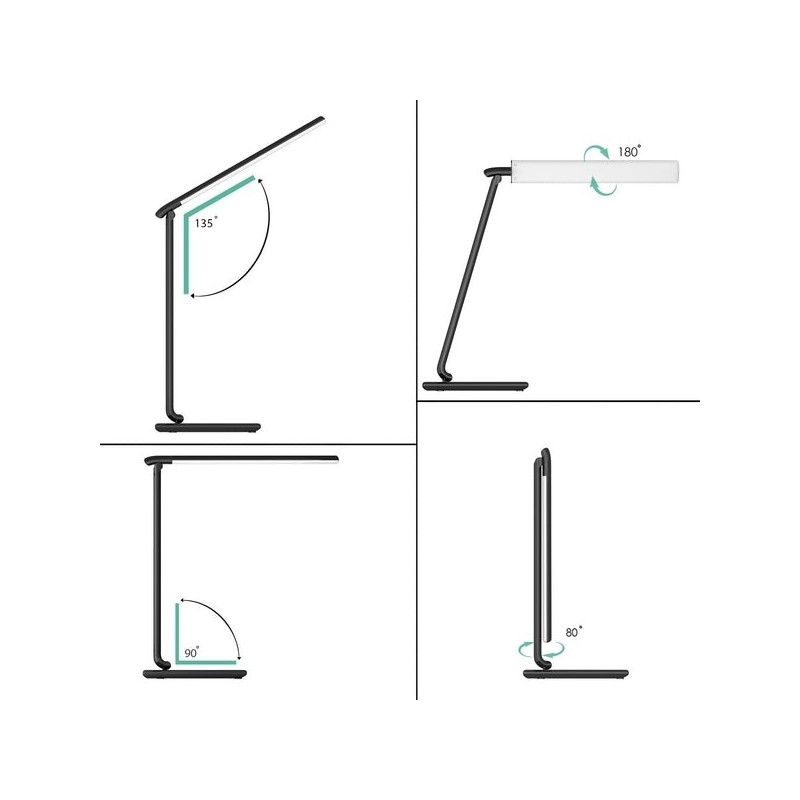 LT-T10 Black lampa biurkowa LED dotykowa | 12W | 3000-6500K … | PartsPC.pl