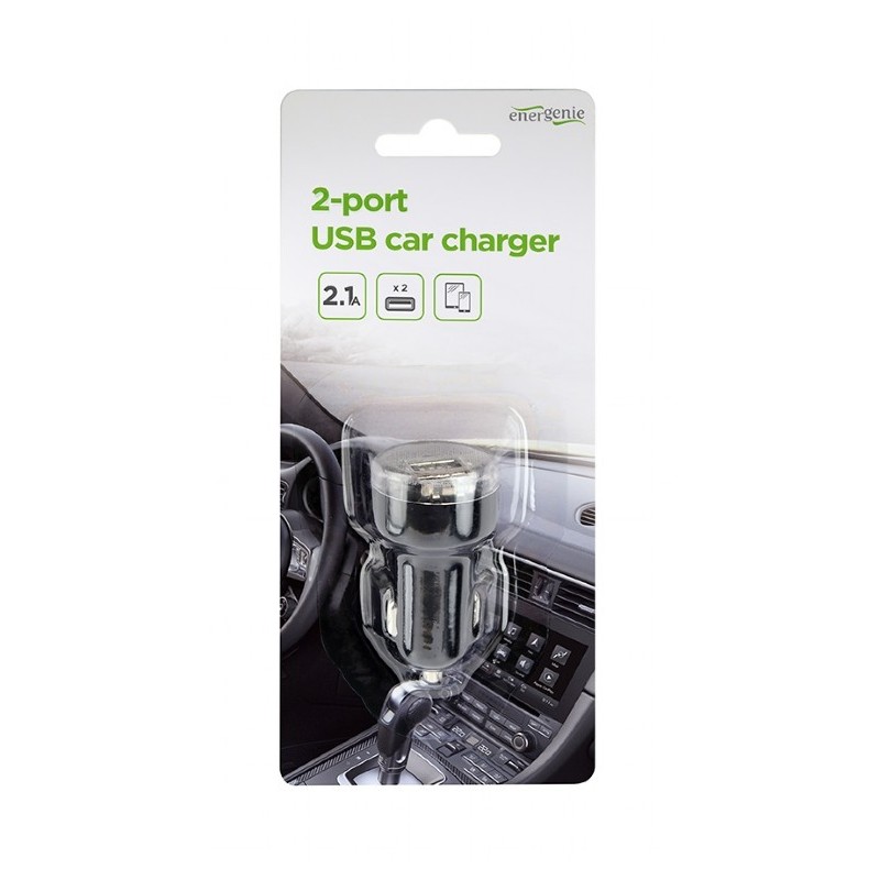 Ładowarka samochodowa 2xUSB 2.1A czarna | PartsPC.pl
