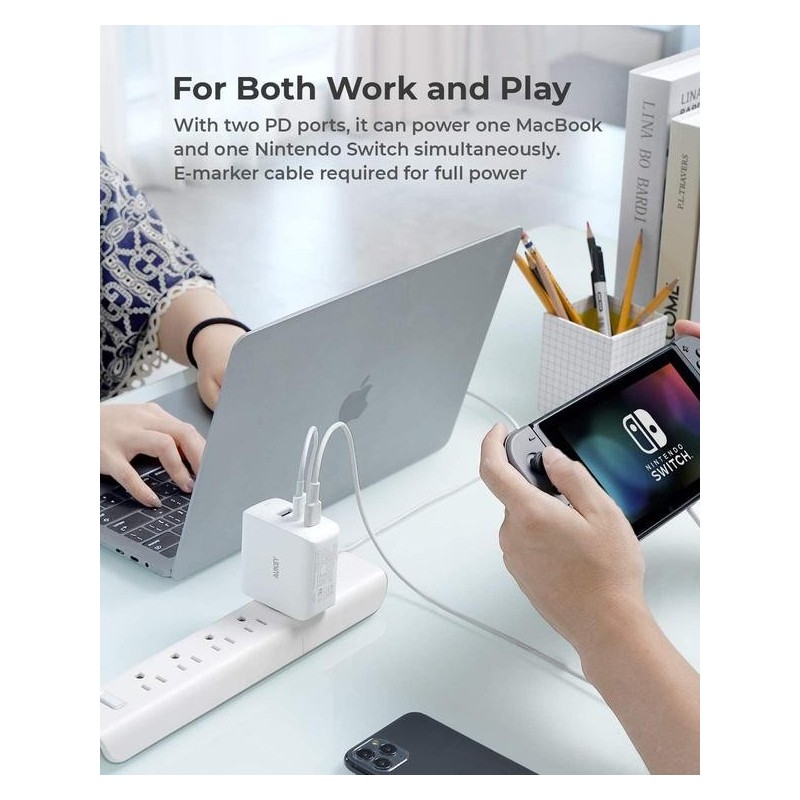 PA-B6S White Omnia Mix GaN ładowarka sieciowa 3xUSB (2xUSB C… | PartsPC.pl