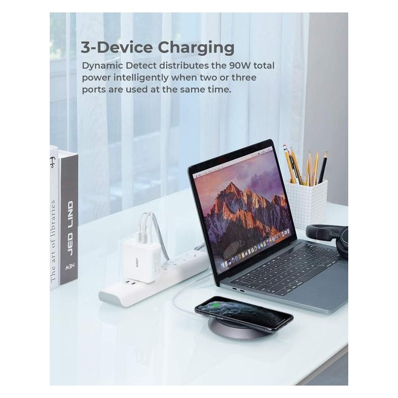 PA-B6S White Omnia Mix GaN ładowarka sieciowa 3xUSB (2xUSB C… | PartsPC.pl